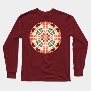 Vintage Red White and Pink Rose Abstract Long Sleeve T-Shirt